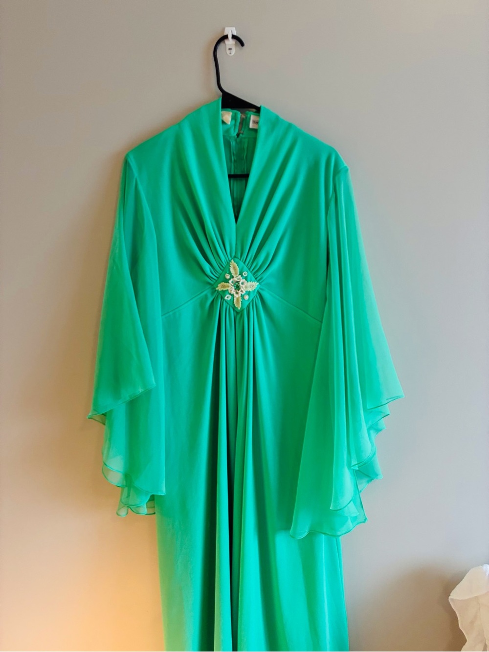 **VINTAGE** Sears Green Maxi Dress with Embellishment